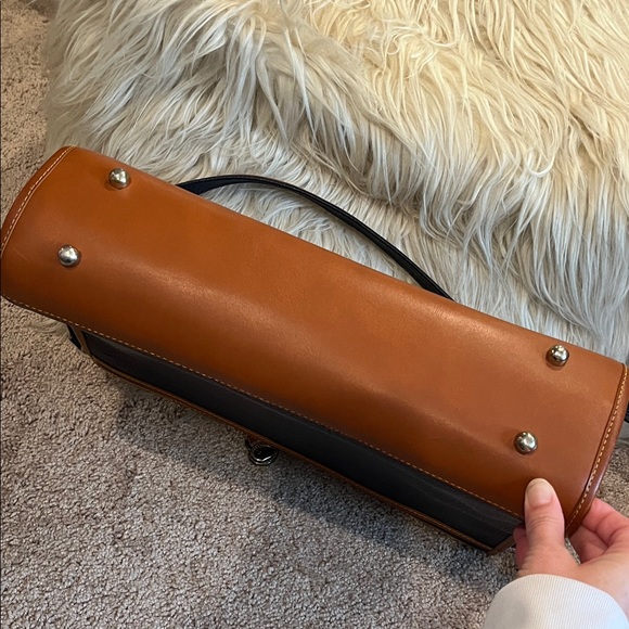 Dooney & Bourke Navy and Tan Pebble Leather Laptop / Briefcase - Picture 5 of 16